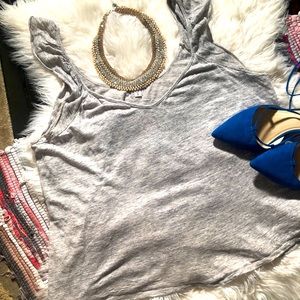 Express Heathered Grey Ruffle Tank